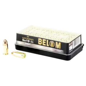Belom 9MM, 124 Grain, Full Metal Jacket, 50 Round Box 8606110608086