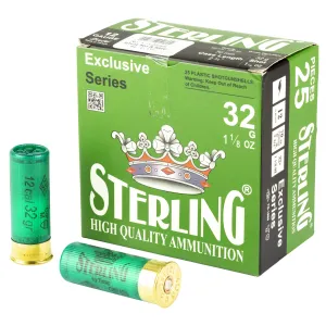 Sterling Exclusive Series, 12 Gauge 2.75 in, #4, 1 1/8 oz, Shot Shell, 25 Round Box 8698779950804