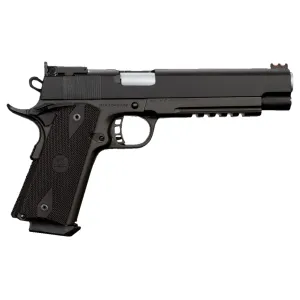 Rock Island 52008 Pro Ultra Match 10mm Auto Caliber with 6 in Barrel, 8+1 Capacity, Overall Black Parkerized Finish Steel, Picatinny Rail/Beavertail Frame, Serrated Slide & Black Rubber Grip, Pistol
