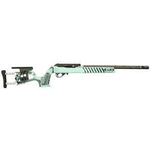 Black Rain Ordnance Professional, Semi-auto Rifle, 22 LR, 18.5 in Proof Research Threaded Barrel, 1/2X28 in Thread Pitch, Cerakote Finish, Robins Egg Blue Battleworn, Luth AR MCA-22 Stock, 10 Rounds, 1 Mag BRO-22-P-TBB