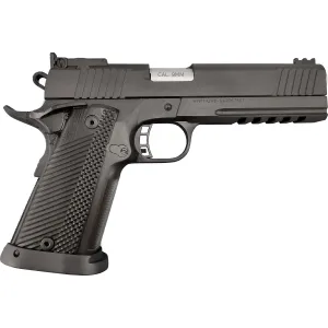 Rock Island 56645 Pro Ultra Match 9mm Luger Caliber with 5 in Barrel, 17+1 Capacity, Overall Black Parkerized Finish Steel, Picatinny Rail/Beavertail Frame, Serrated Slide & Black G10 Grip, Pistol