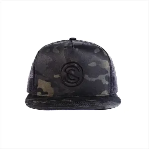MULTICAM BLACK TRUCKER LOGO HAT