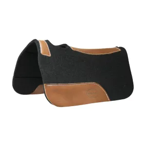 MUSTANG Contoured Wool 24x24x1/2in With Top Grain Wear Leathers Black Pony Pad (4740-D)