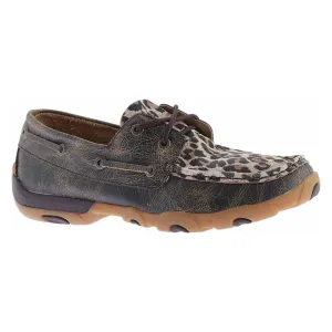 TWISTED X Womens Driving Distressed/Leopard Moccasins (WDM0057)