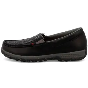 TWISTED X Women Slip-On Driving Moc Black/Tooled Black Shoe (WXC0014)