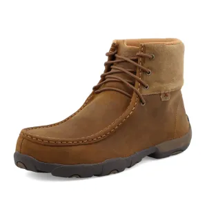TWISTED X Mens Driving Moc 6in Alloy Toe Distressed Saddle Work Shoe (MDMAL01)