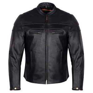 VANCE LEATHERS USA Men's Racer Black Jacket with Zippered Vents (VL531)
