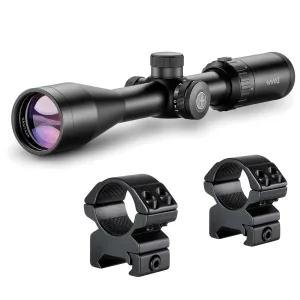 HAWKE Vantage IR 3-9x40 Rimfire .22 Riflescope with Match Mount 1in Medium Weaver Scope Rings (14222+22113)
