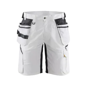 BLAKLADER 1637 White/Dark Grey Ripstop Shorts with Utility Pockets (163713301098)