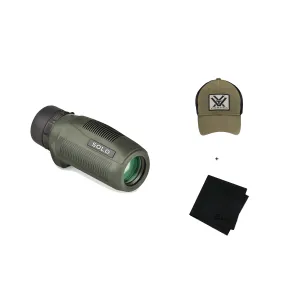 VORTEX Solo 8x25mm Monocular with Patch Logo Cap and Microfiber Cleaning Cloth