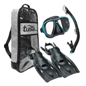 TUSA Powerview Adult Mask/Snorkel/Fins Travel Set (UP-2521B)