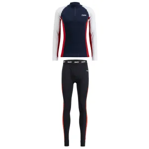 SWIX Mens RaceX Bodywear Halfzip Dark Navy Size XL Shirt And SWIX Mens RaceX Bodywear Pants Swix Red Size XL