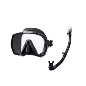 TUSA Freedom HD Black/Black Diving Mask with Hyperdry Elite II Black/Black Snorkel (M-1001QB-BK+SP-0101QB-BK)