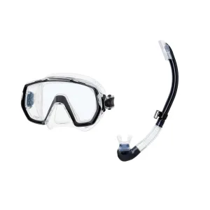 TUSA Freedom Elite Black Diving Mask with Platina II Hyperdry Black Snorkel (M-1003-BK+SP-170-BK)