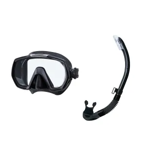 TUSA Freedom Elite Black/Black Diving Mask with Platina II Hyperdry Black/Black Snorkel (M-1003QB-BK+SP-170QB-BK)