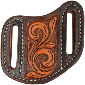 MARTIN SADDLERY Canted Pancake Small Knife Sheath with Dyed Edge and Floral Tooling (KSCABADES)