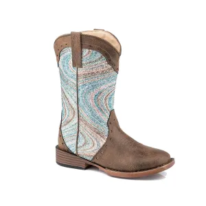 ROPER Toddler Girls Glitter Swirl Square Toe Western Boots (09-017-1901-2564-BR)