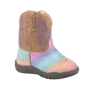 ROPER Infant Girls Glitter Rainbow Round Toe Western Boots