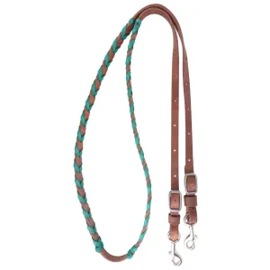 MARTIN SADDLERY Latigo Laced Barrel Rein 5/8in Thick Buckle And Keeper Snap Ends (BR58B)