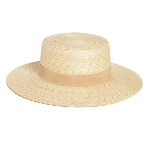 LACK OF COLOR The Spencer Boater Natural/Camel Suede Brim Hat, Size: 55cm (S) (SBOASUEDE-NATCAM-S)