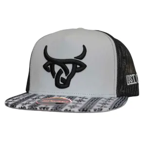 LOST CALF Cheyenne White/Black Flat Cap (LCF00043)