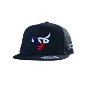 LOST CALF Texas Bull Black Flat Cap (LCF00005)