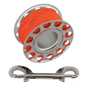 AKONA Aluminum Spool w/ Double-Ended Stainless-Steel Clip for Scuba Diving