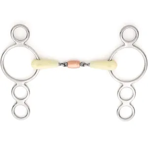 HAPPY MOUTH Double Jointed Copper Roll 3-Ring Gag Bit (468553SS)