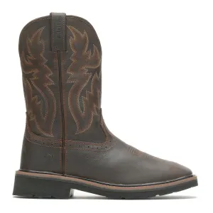 WOLVERINE Men's Rancher Square-Toe Steel-Toe Wellington Dark Brown/Rust Work Boots (W10702)
