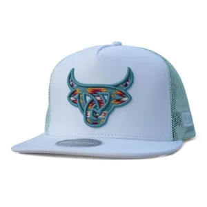 LOST CALF Kids Olmeca White/Light Blue Flat Cap (LCFY0001)