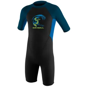 O'NEILL Toddler Reactor-2 2mm Back Zip Short Sleeve Black/Ocean/Slate Spring Wetsuit (4867-FL8)