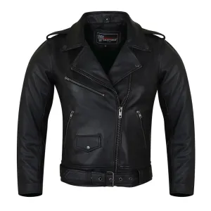 VANCE LEATHERS USA Women's Premium Lightweight Goatskin Classic Motorcycle Leather Jacket (VL616)