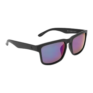 OPTIC NERVE Unisex Mashup XL Sunglasses with Matte Black Frame and Polarized Smoke with Green Mirror Lens (22606)