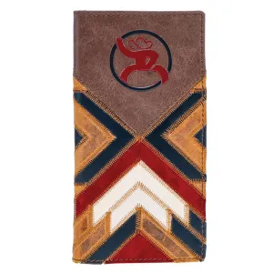 HOOEY Kamali Brown/Red with Patchwork Rodeo Roughy 2.0 Wallet (RW007-BRRD)