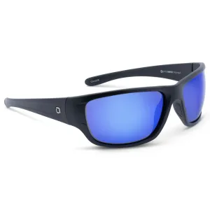OPTIC NERVE Unisex Contra XL Matte Black/Blue Mirror Smoke Lens Polarized Sunglasses (22740)