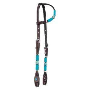 CIRCLE Y Turquoise Roundup One Ear Chocolate Headstall (1025-15-SC)