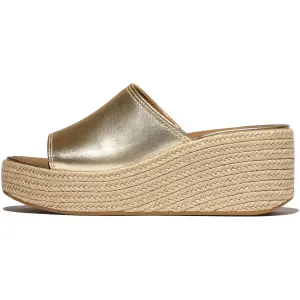 FITFLOP Women's Platfforms Espadrille Leather Wedge Slides (E3Y)