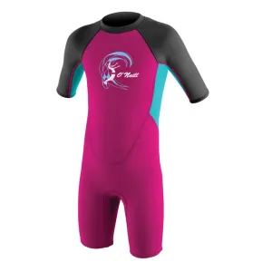 O'NEILL Toddler Reactor-2 2mm Back Zip Short Sleeve Berry/Light Aqua/Graphite Spring Wetsuit (4867-DR8)