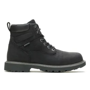 WOLVERINE Men's Floorhand Waterproof Steel-Toe 6in Black Work Boots (W10694)