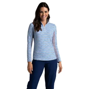 IBKUL Women's Landon Stripe II Print Long Sleeve Mock Neck Top (10164)