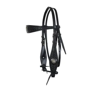 CIRCLE Y Dark Rider Shaped Spider Browband Headstall (1075-12-AB)