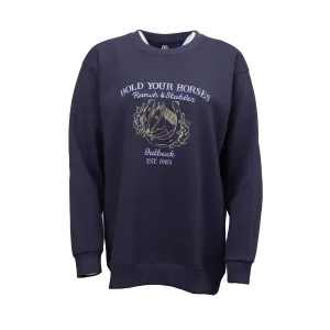 OUTBACK TRADING Unisex Hold Your Horses Navy Sweatshirt (40337-MDN)