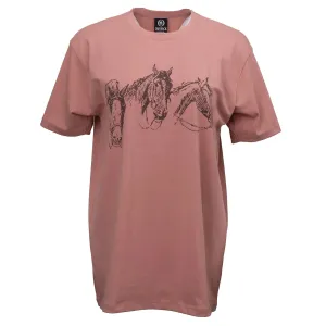 OUTBACK TRADING Women's Triple Gallop Gang Pink Tee (40335-PNK)
