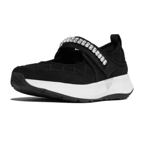 FITFLOP Women's F-Mode Flow Crystal-Strap Quilted Mary Janes Shoes (E21)