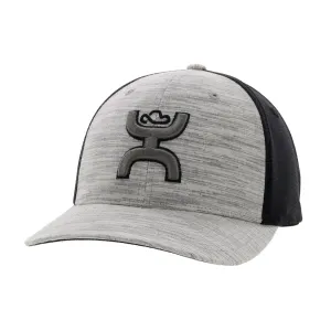 HOOEY Ash Flexfit 6-Panel Black/White Hooey Logo Gray/Black Cap (2231GYBK)