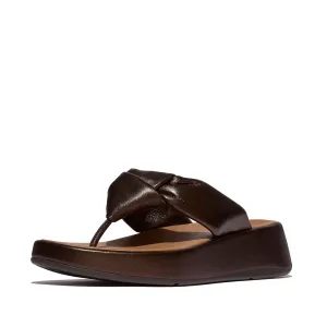 FITFLOP Women's F-Mode Knot Metallic Soft-Leather Flatform Toe-Post Sandals (IY1)