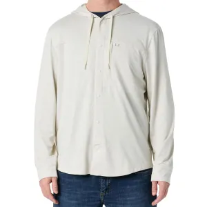 HUK Men's Watershed Hooded Silver Birch Heather LS Shirt (H1500255-195)