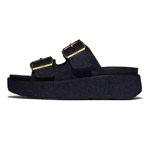 FITFLOP Women's GEN-FF Max Buckle Two-Bar Dark Denim Slides (A3H-D71)
