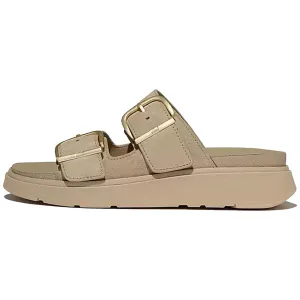 FITFLOP Women's GEN-FF Buckle Two-Bar Cappuccino Suede Slides (A2U-923)