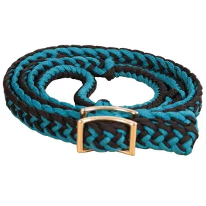 CIRCLE Y Knotted Teal/Black Nylon Barrel Reins (6182TB)
